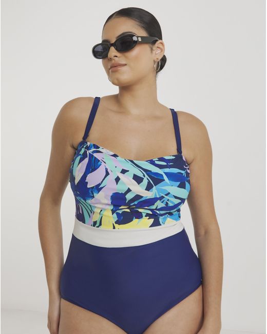 JD Williams Blue Leaf Bandeau Swimsuit
