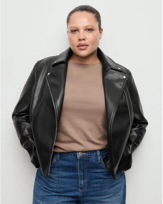Mango Gray Faux Leather Biker Jacket