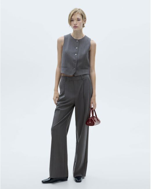 Mango Blue Tauro Pinstripe Vest