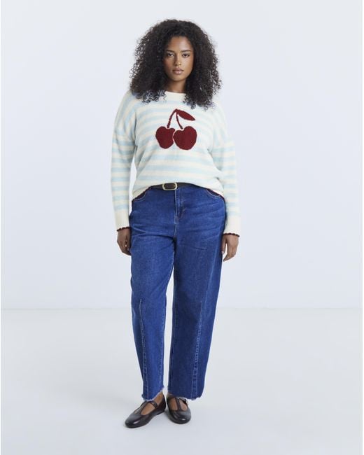 Simply Be Gray Cherry Stripe Jumper