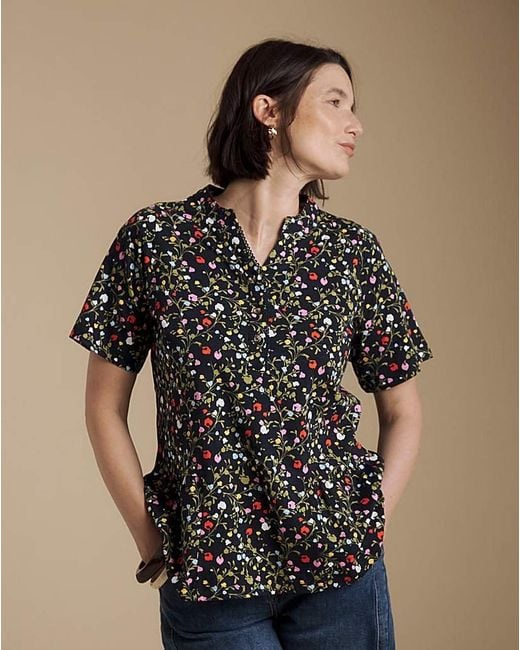 Julipa Black Frill Placket Top
