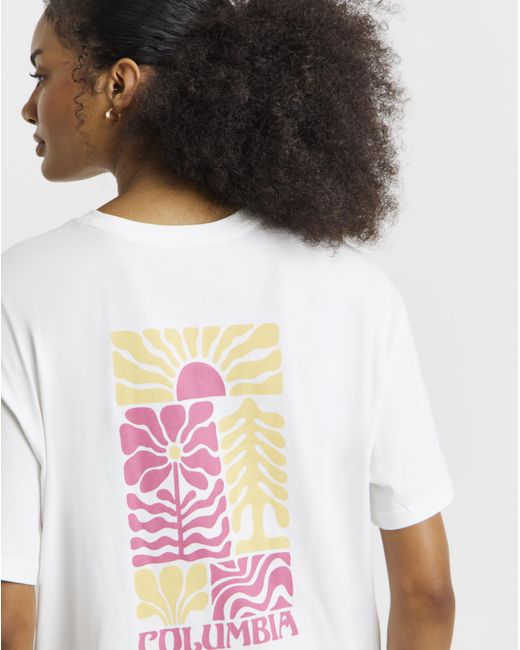 Columbia White Columbia Oversized Back Print T-Shirt