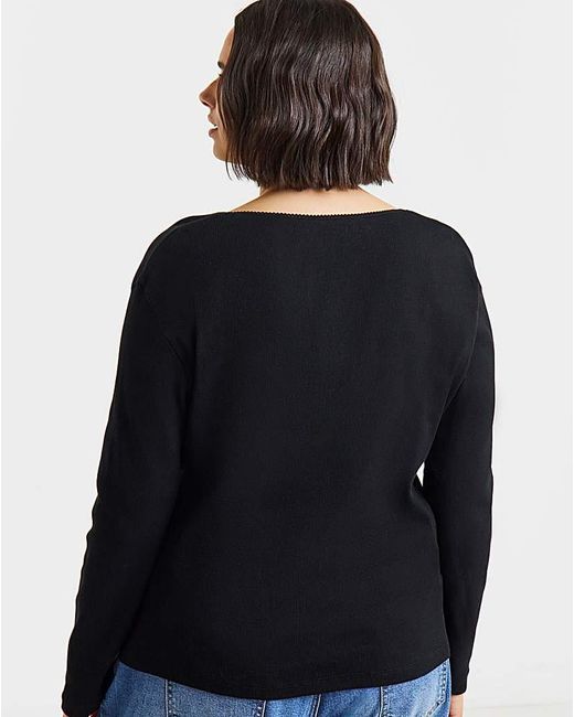 Simply Be Blue Square Neck Ribbed Top