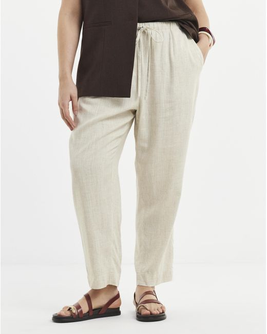 Simply Be White Linen Mix Tapered Trousers