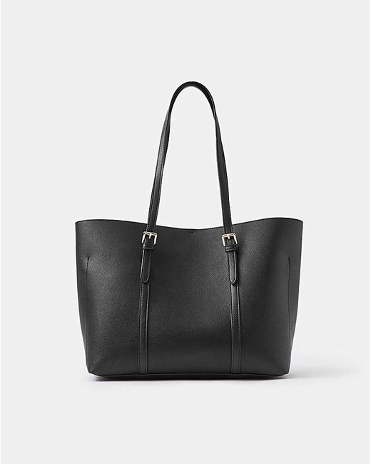 Accessorize Black Buckle Strap Laptop Tote Bag