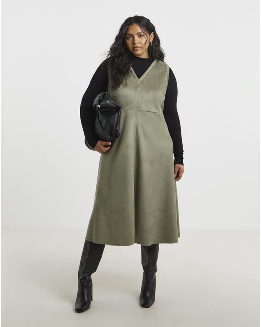 Simply Be Green Suedette Pinafore Dress