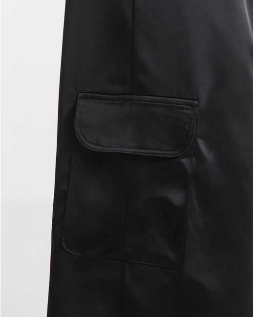 Simply Be Black Satin Utility Trousers