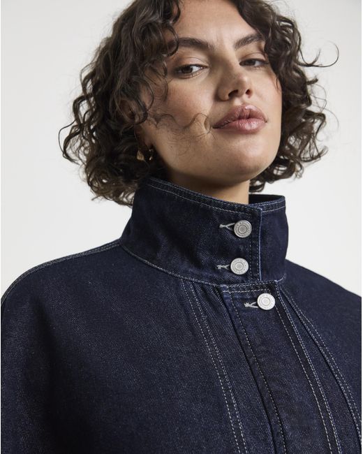 Simply Be Blue Funnel Neck Denim Jacket