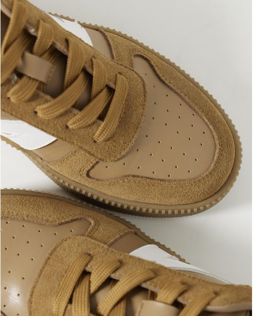JD Williams Blue Leather Retro Trainer E Fit