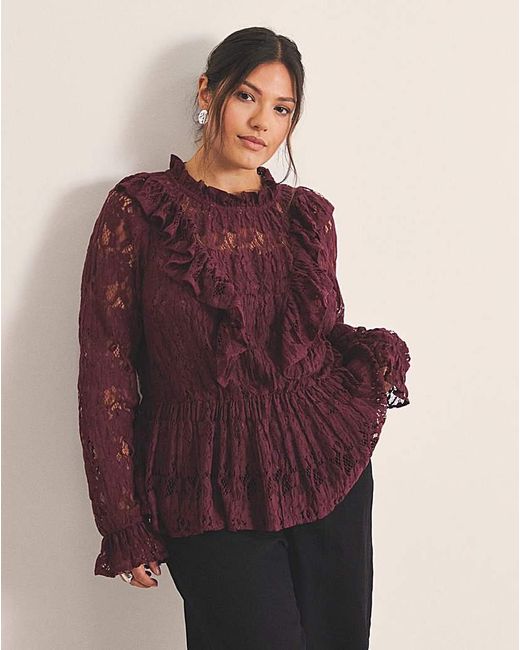 Simply Be Purple Lace Peplum Blouse