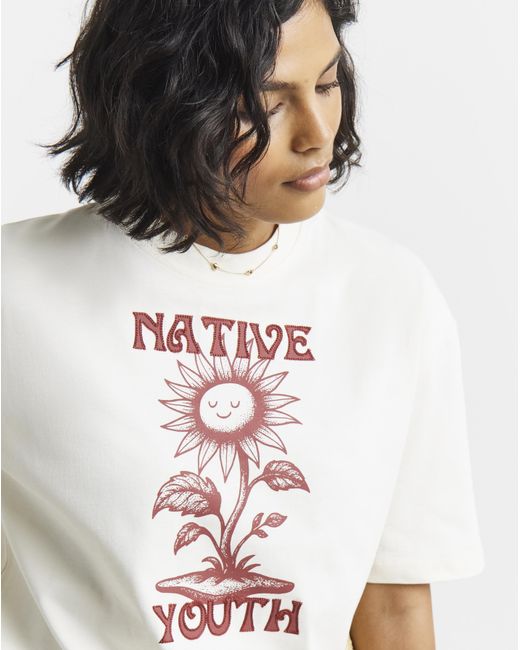 Native Youth White Ny Printed Tee