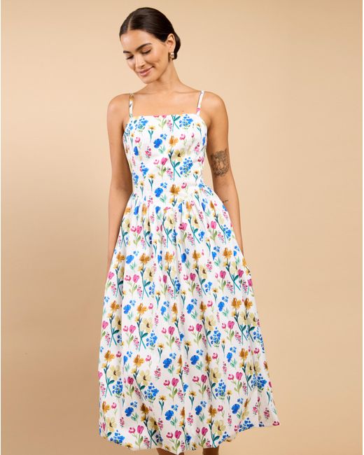 Little Mistress Blue Lm Floral Balloon Midaxi