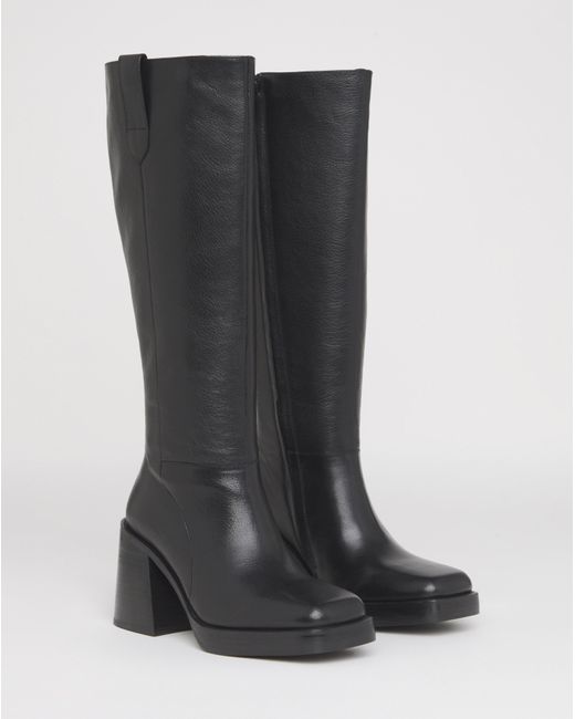 Simply Be White Block Heel Knee High Boot Wide Sc