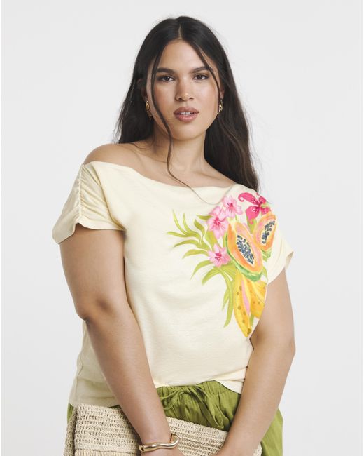 Simply Be Yellow Off The Shoulder Mesh Top