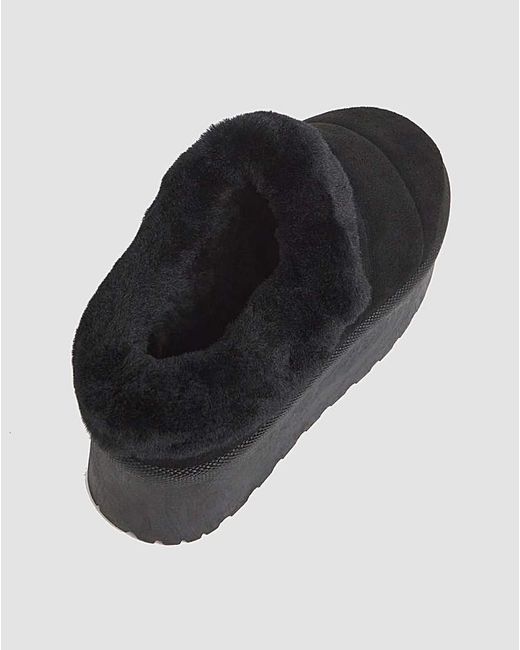 Simply Be Black Quilted Mule Slipper Boot Standard