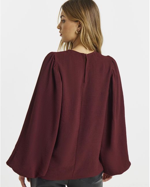 Simply Be Red Exaggerated Sleeve Blouse