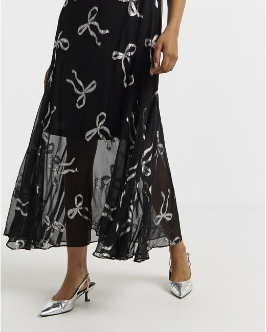 Simply Be Black Joanna Hope Lurex Bow Dress
