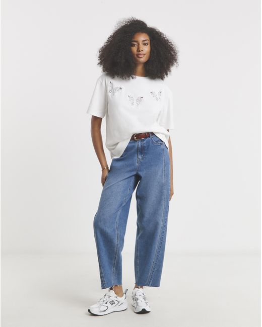 Simply Be White Crochet Butterfly T-Shirt