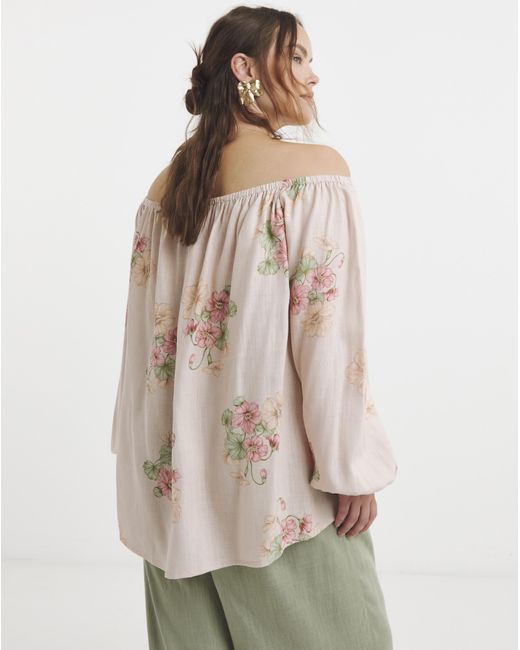 Simply Be Natural Bardot Linen Blend Top