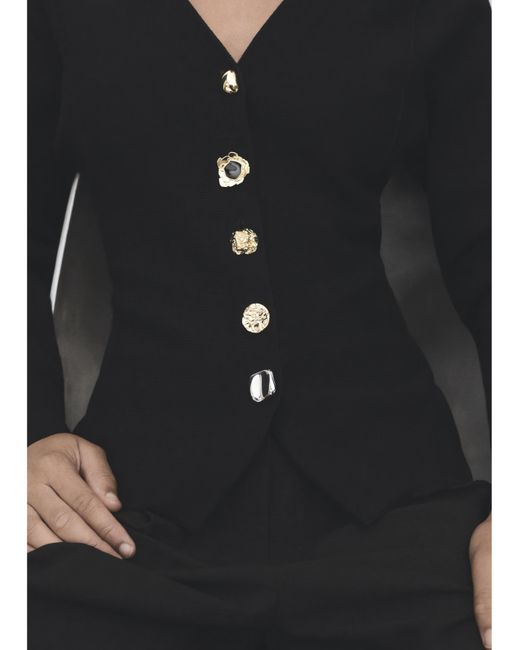 Mango Blue Jacket With Interest Button Detail