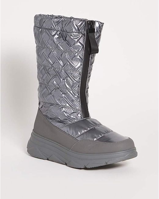JD Williams Gray Front Zip Snow Boots E Fit