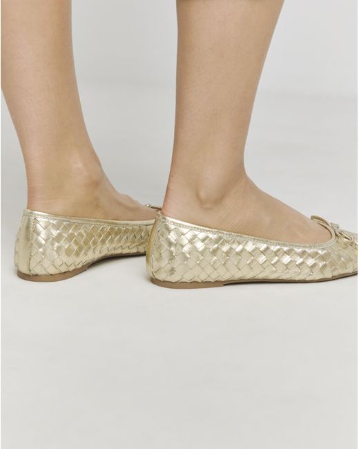 JD Williams White Woven Leather Ballerina Ex Wide