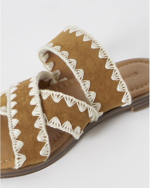 Simply Be Natural Whipstitch Flat Sandals Wide