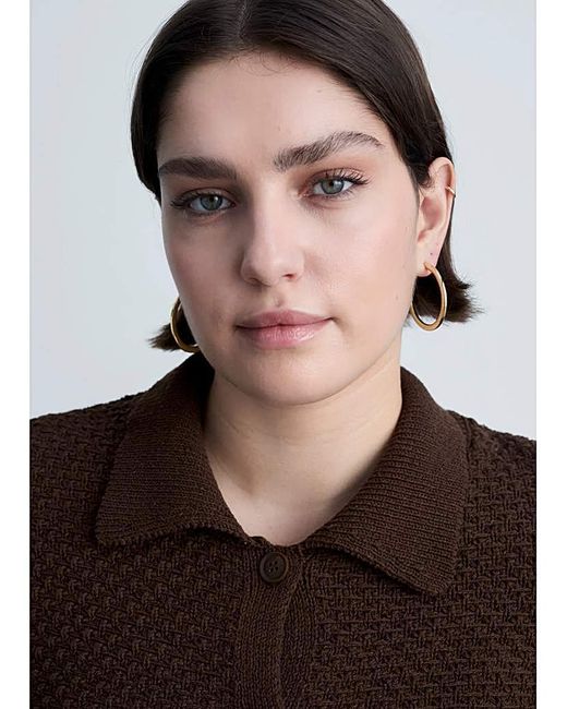 Mango Blue Polo Neck Knitted Choco Jacket
