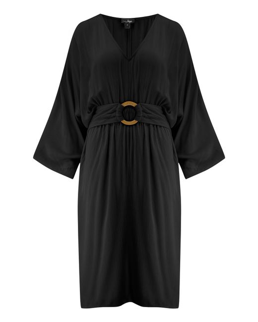 Pour Moi Black Crinkle O Ring Midi Beach Kaftan