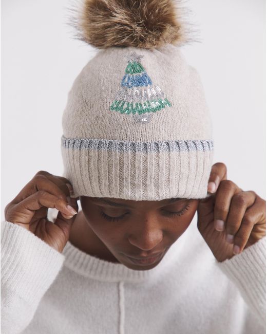 JD Williams White Christmas Tree Bobble Hat