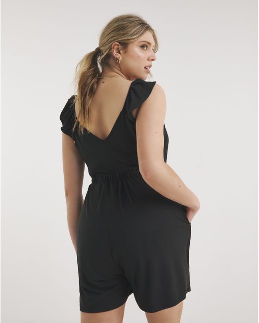 Simply Be Black Supersoft Frill Playsuit