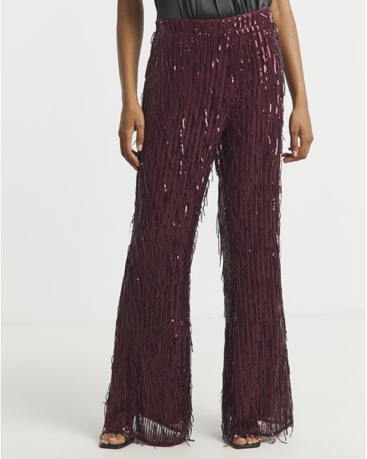 Joanna Hope Red Tassle Sequin Trousers
