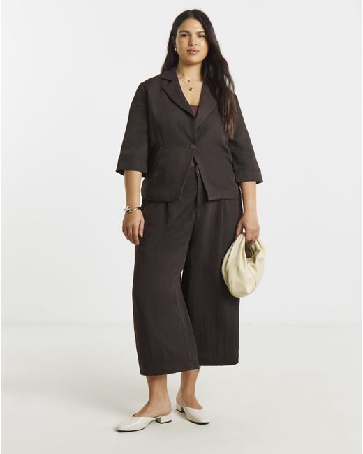 Simply Be Brown Soft Twill Angel Sleeve Chuck On Blazer