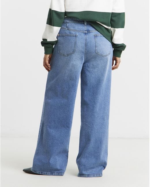Simply Be Blue Light Wash 99/1 Slouchy Wide Leg Jeans