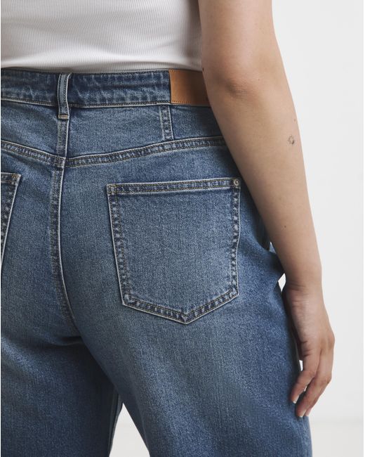 Simply Be Blue Seamed Wide Leg Jeans