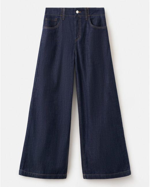 Mango Blue Wide Leg Rinse-Wash Jeans