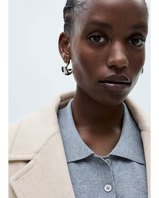 Mango White Double Breasted Wool Coat