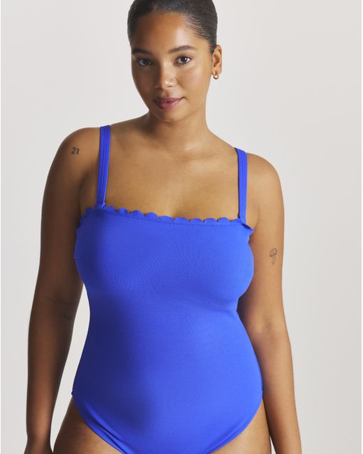 MAGISCULPT Blue Scallop Edge Bandeau Swimsuit