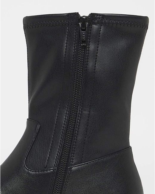 Simply Be Black Chunky Ankle Boot Extra Wide