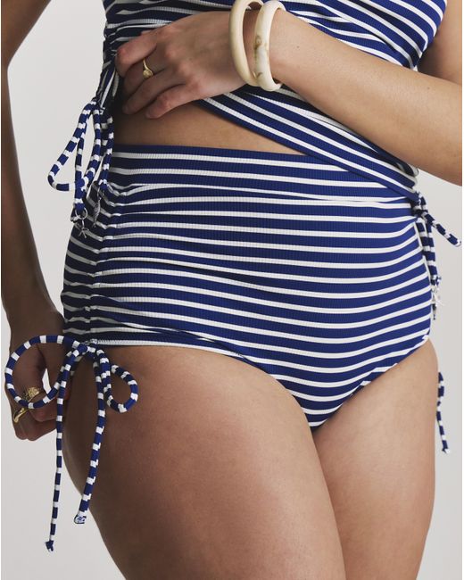MAGISCULPT Blue Adjustable Stripe Bikini Shorts