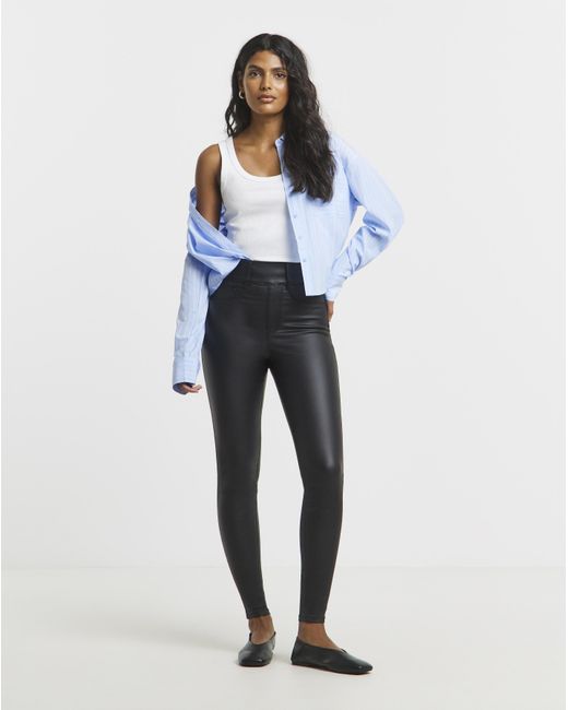 Simply Be Blue Coated Skinny Jeggings