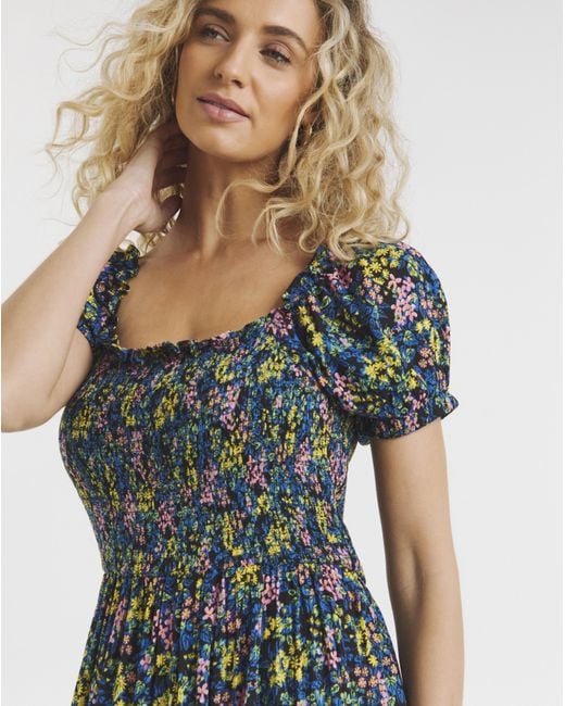 Joe Browns Blue Serena Shirred Crinkle Dress
