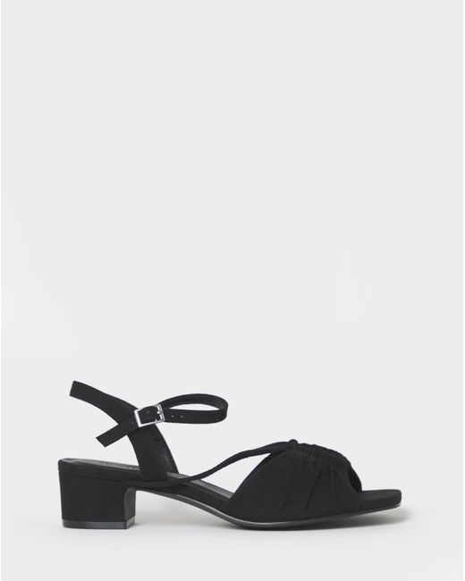 JD Williams Natural Ruched Low Block Heeled Sandal Ex Wide