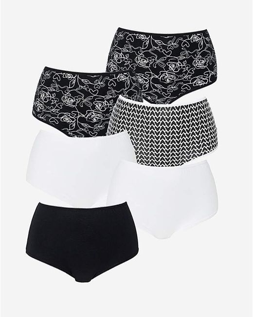 Pretty Secrets Black 6 Pack Full Brief Knickers