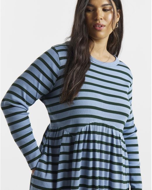 Simply Be Blue Ribbed Midi Dress