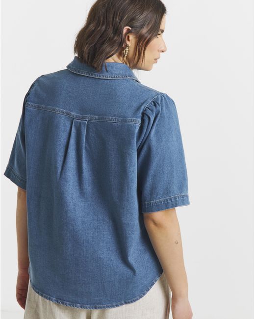 Simply Be Blue Button Denim Blouse