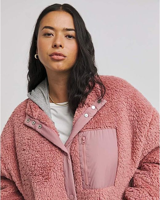 Simply Be Multicolor Teddy Button Through With Nylon Pocket