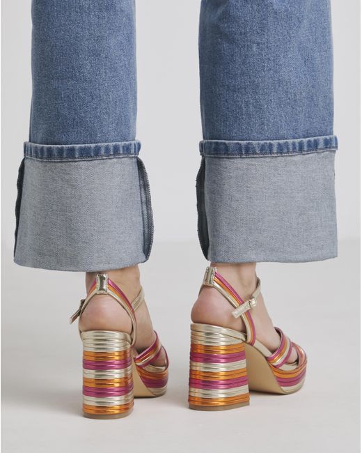 Simply Be Blue Strap Platform Heel Extra Wide