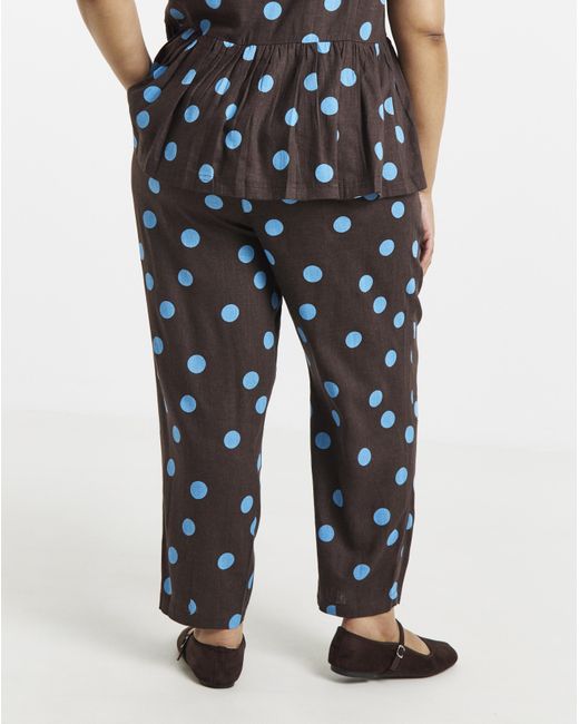 Simply Be Blue Chocolate Spot Linen Trouser