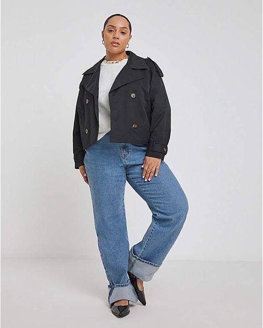 Simply Be Blue Cropped Trench